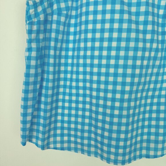 J. Crew Factory High-Neck Swing Top Sleeveless Blue Gingham Size Medium M - Picture 4 of 11